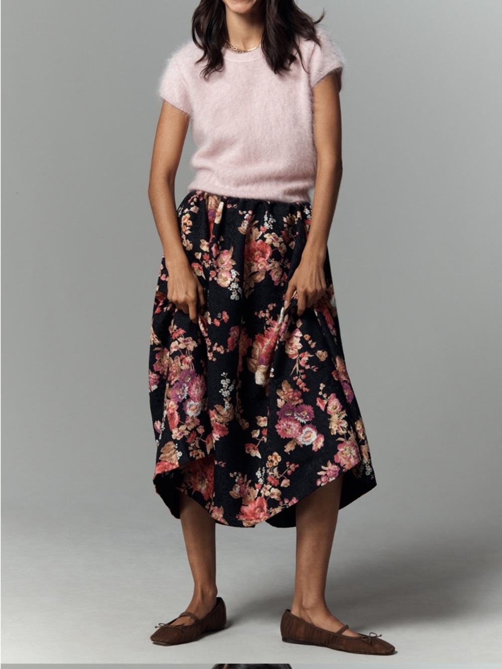 The Jaci Floral Jacquard Midi Skirt - Picture 4 of 4